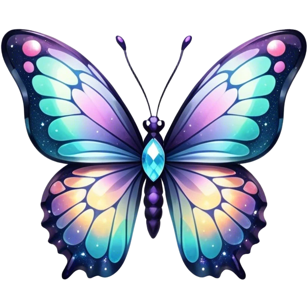 Dark Nebula Sparkly glossy glittery Pastel iridescent transparent bio-luminescent glass crystal butterfly emoji