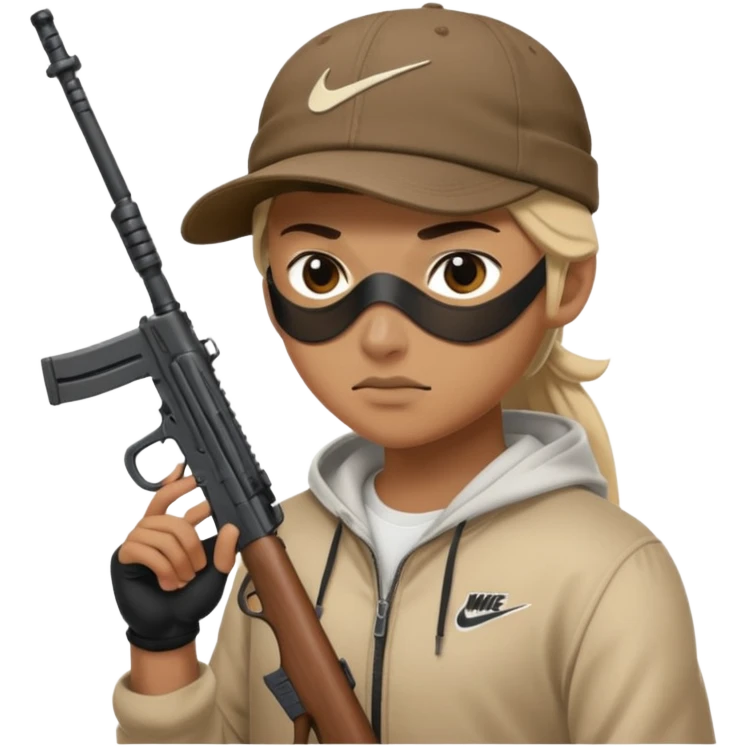 Emoji con arma y gorra Nike pero bandido emoji