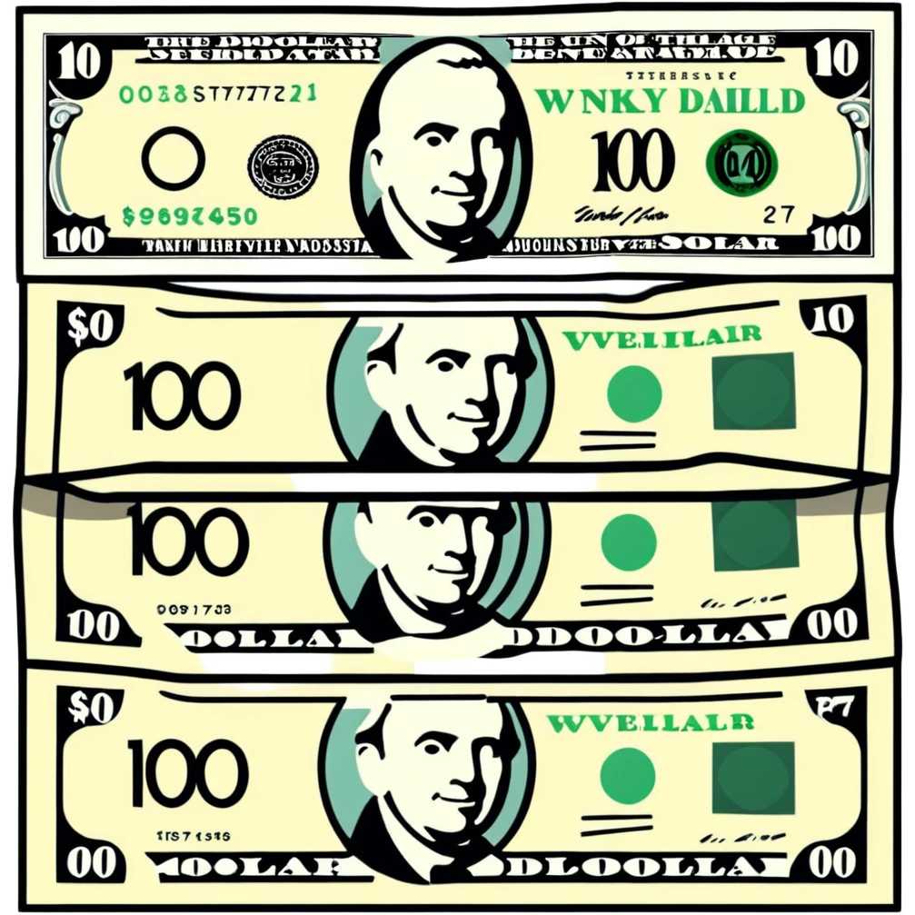 three 100 dollar bills emoji