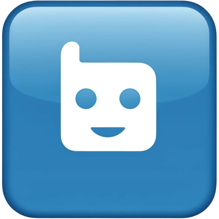 LinkedIn icon, blue and white, simple and recognizable, rounded square shape, no text emoji