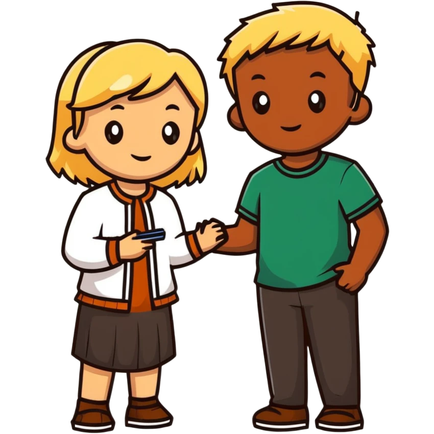 Brown boy and blonde girl emoji