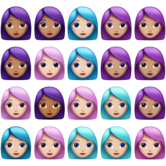 10 girl Naked Glitter purple and cian inner circle emoji