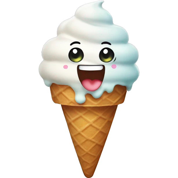 ice cream with happy face emoji