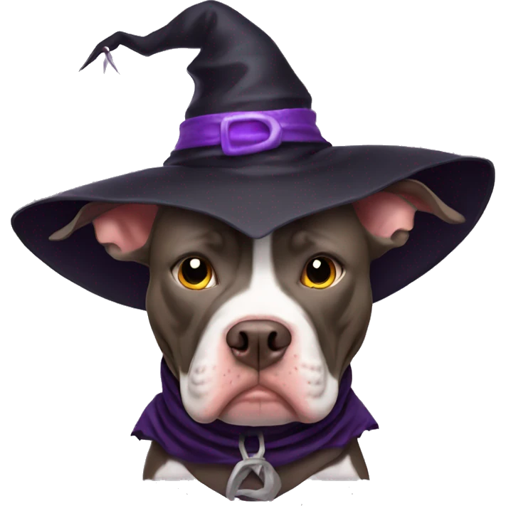 Pitbull wearing witch costume emoji