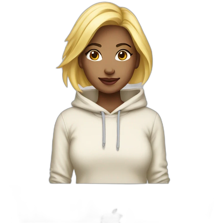 girl short hair blonde hoodie with macbook emoji