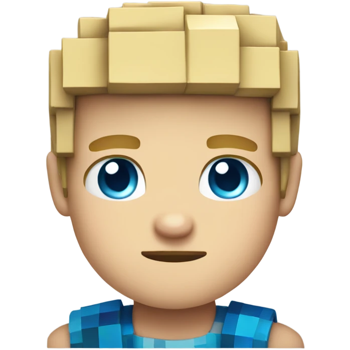 Blond boy with blue eyes and Minecraft shirt emoji