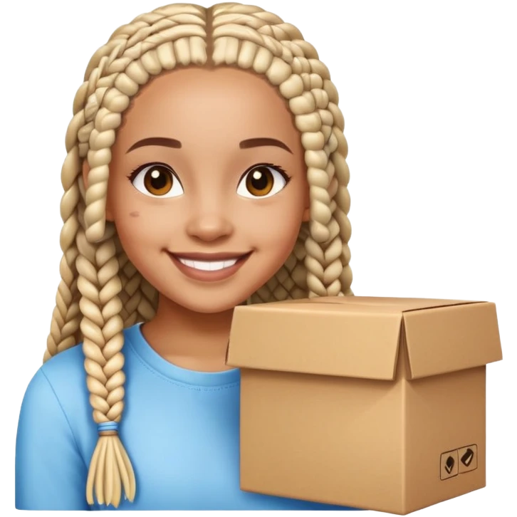 Light skin girl with box braids emoji