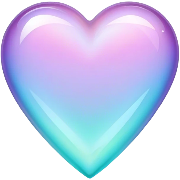 pastel lilac and cyan gradient iridescent crystal heart emoji