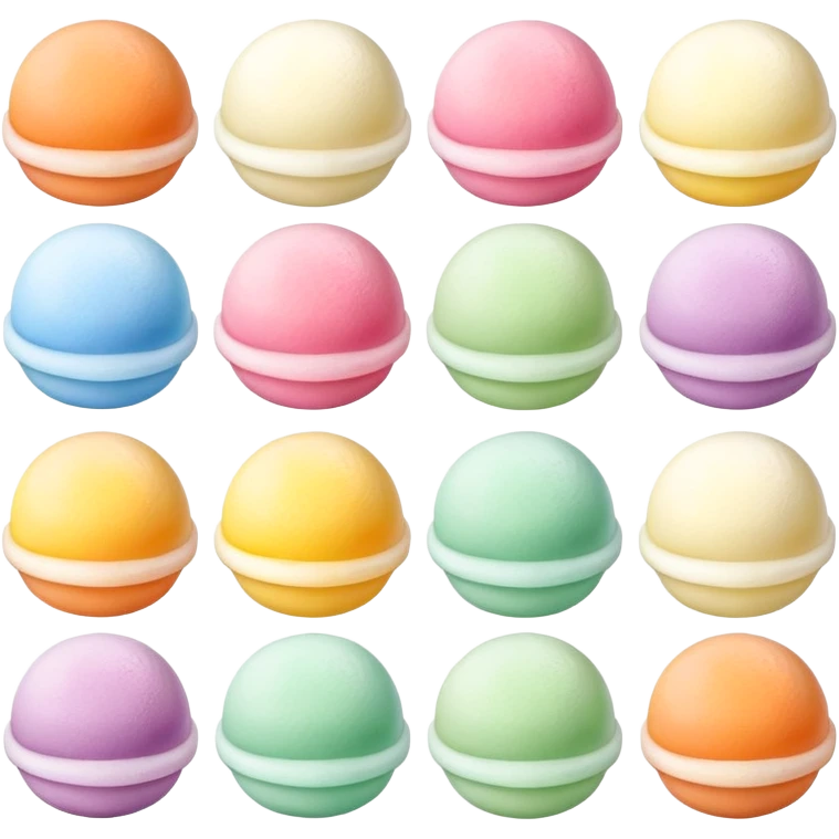 Colorful mochi ice cream balls with different flavors emoji