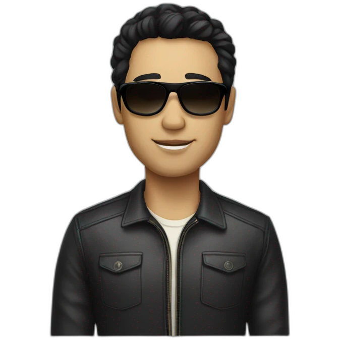 A man with black hair and sunglasses with cream skin emoji