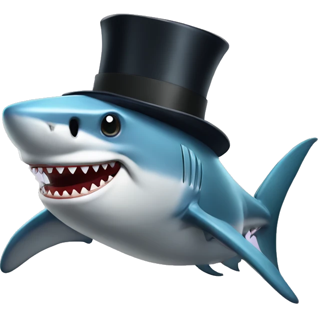 Shark with a top hat emoji