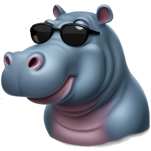 Confused hippopotamus wearing sunglasses emoji