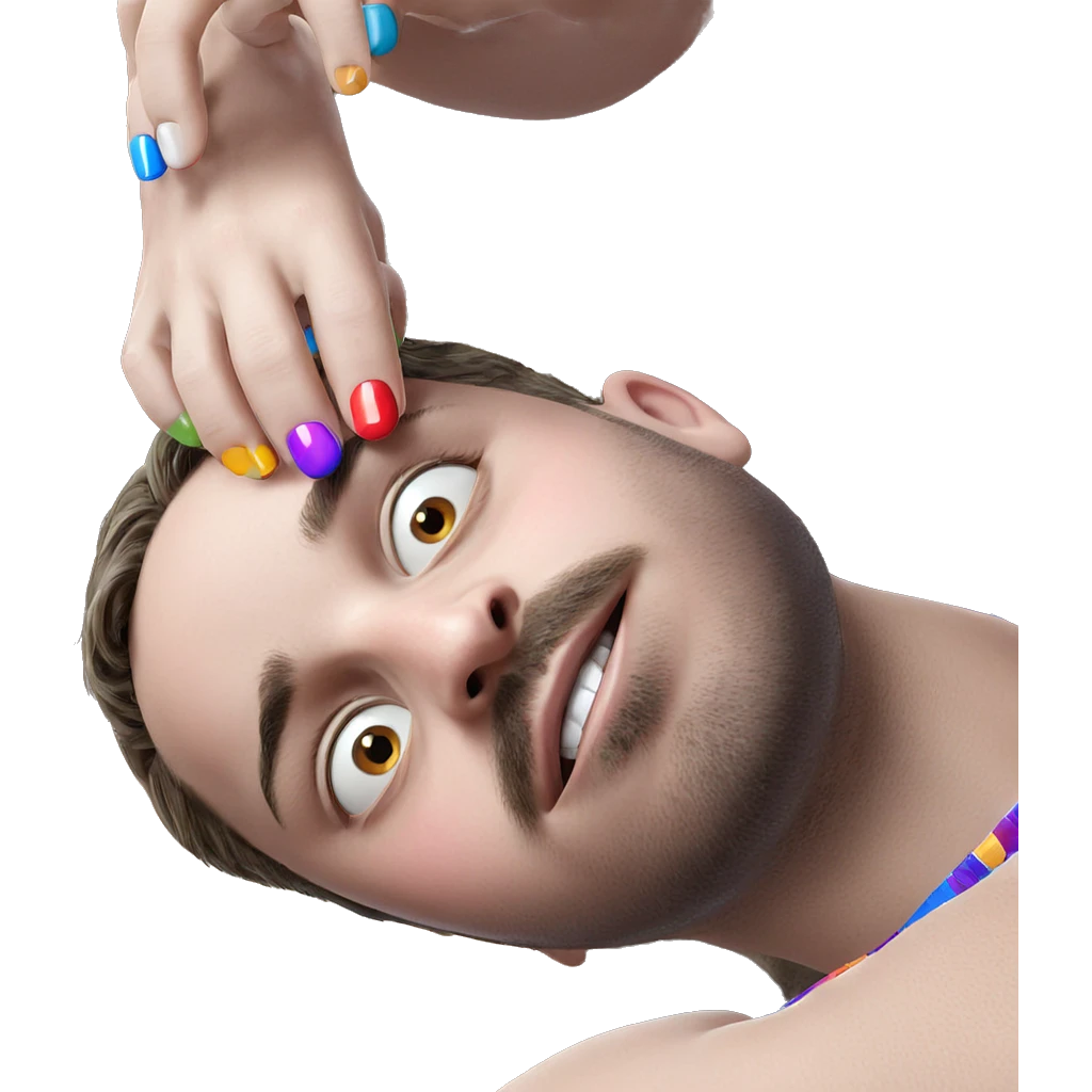 boy with colorful nail polish emoji