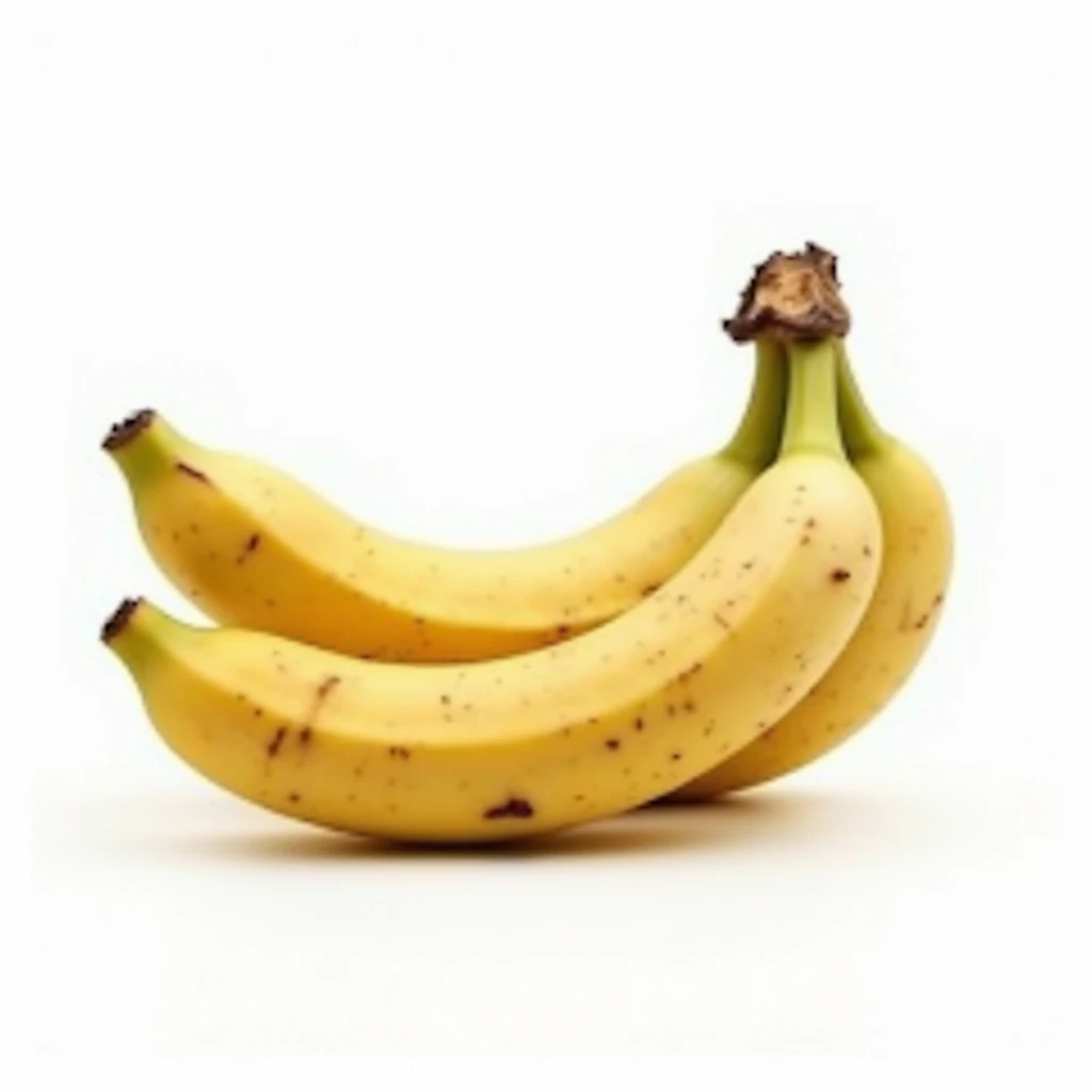 realistic whole banana isolated on white background, natural details, natural position emoji