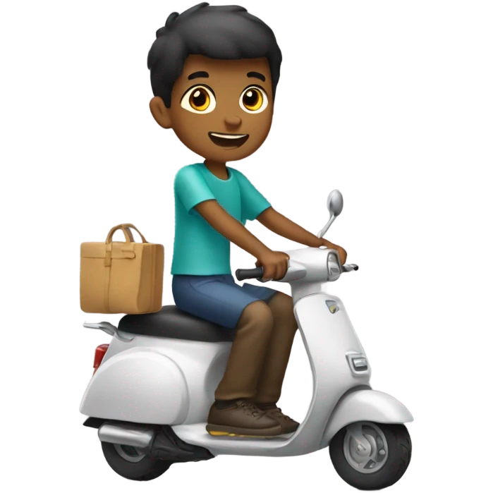 Boy riding scooter in peninsula  emoji
