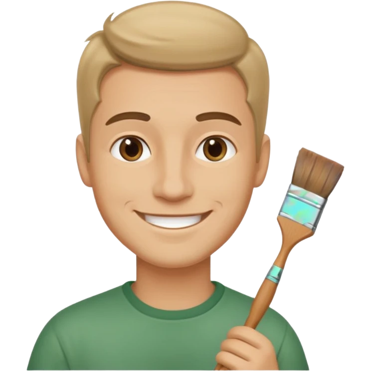 male artist painting, smiling emoji