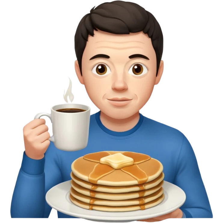 Rory mcilroy eating pancakes and holding a mug of coffee that says Uncle Bills emoji