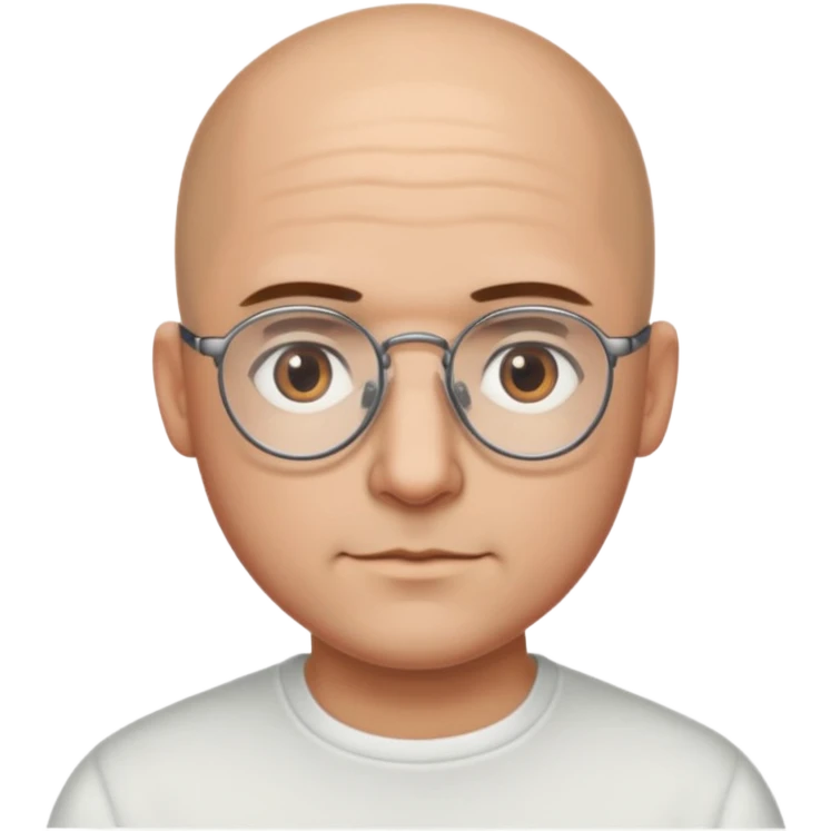 papà calvo occhi marroni e occhiali con doppio ponte emoji