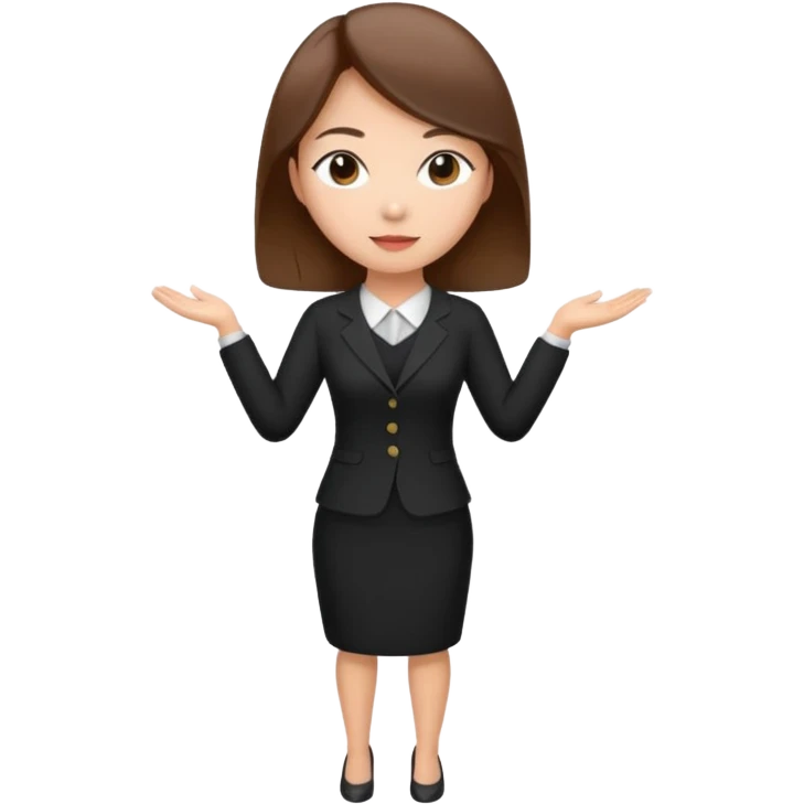 asian young woman brown-haired teacher in black daily dress  emoji