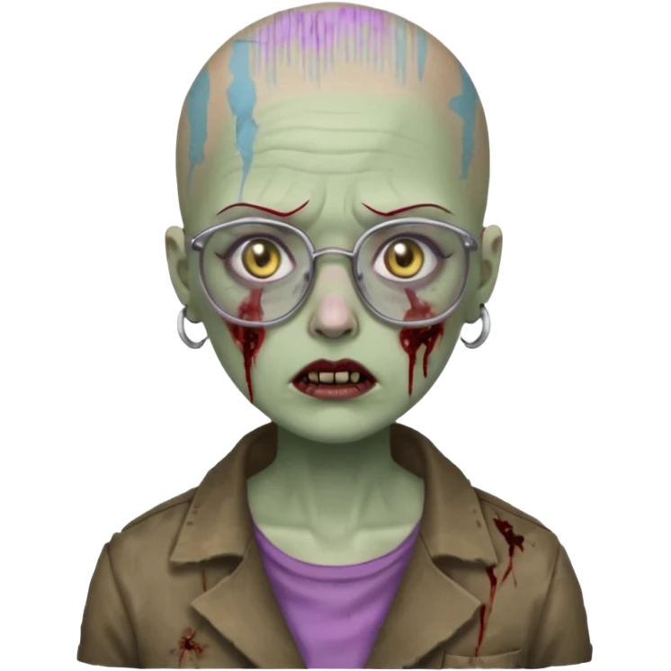 bald woman zombie with glasses emoji