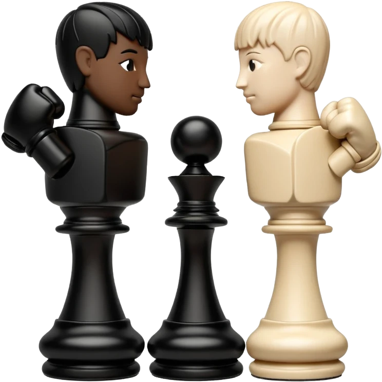 Chess pieces boxing, holding guard and jabbing emoji