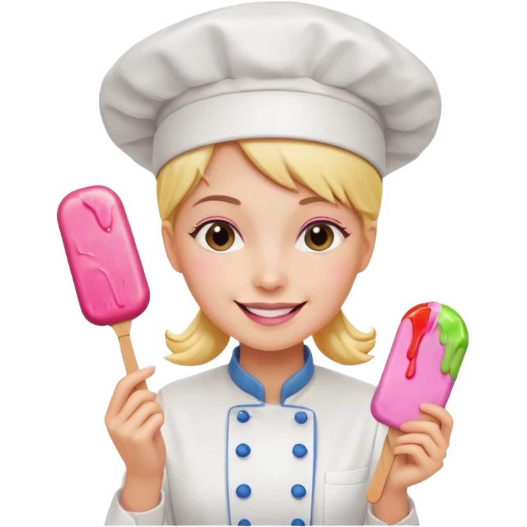 Female Chef holding popsicle happily emoji