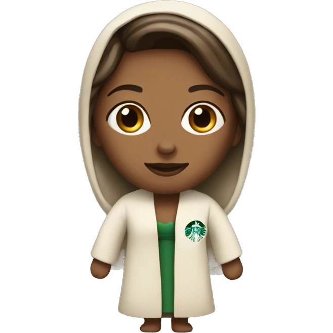 Woman with starbucks and in a robe emoji