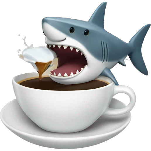 Shark drinking coffee emoji