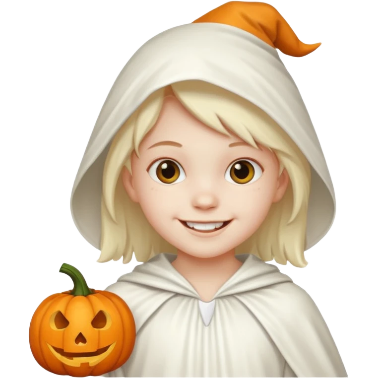 kid with hallowen white costumes emoji