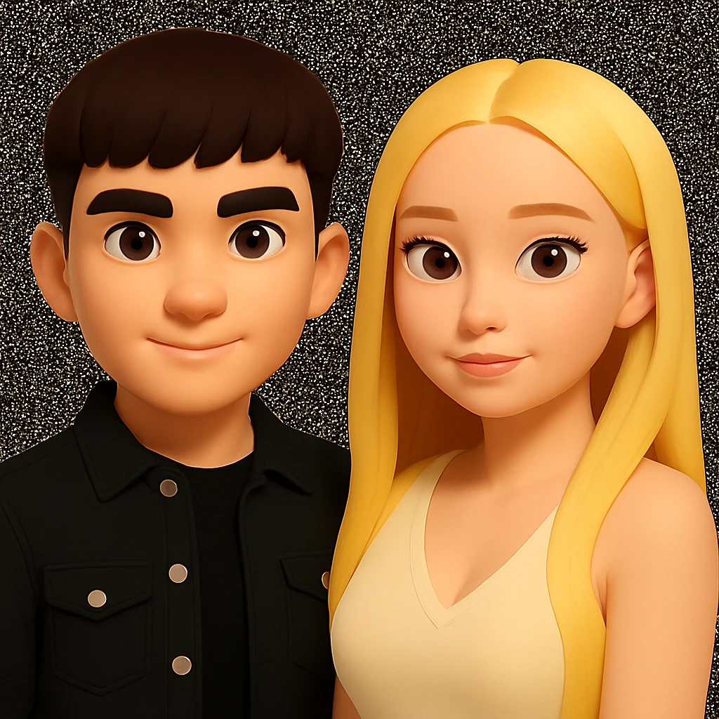 Slightly increase the volume of the upper body of the girl and slightly rotate her to face forward, preserving the style of the original image. emoji