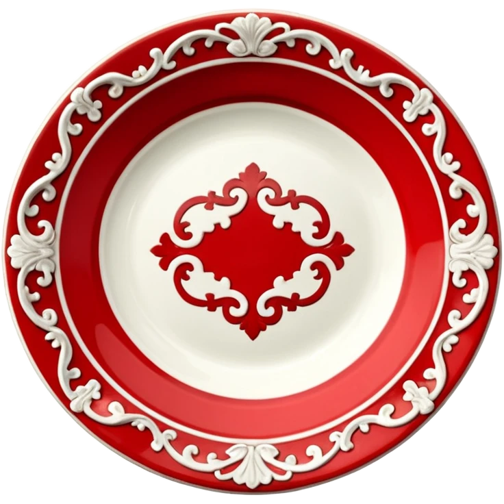 antique porcelain red plate  emoji