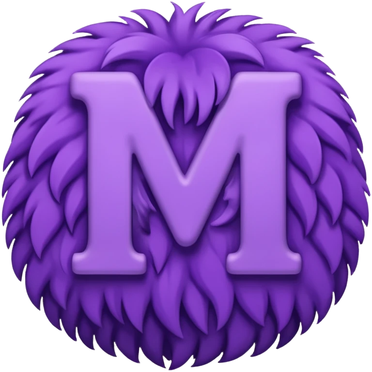 The fluffy letter M is purple in color emoji