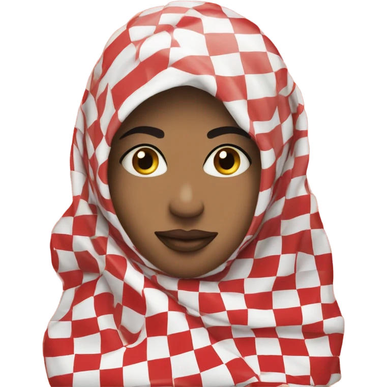 Woman wearing red and white checkered kuffiyeh covering mouth emoji