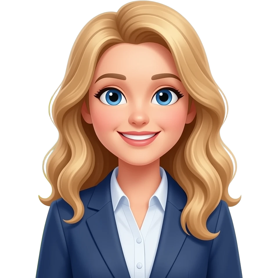 a teacher with long wavy blond hair and blue eyes on holidays emoji