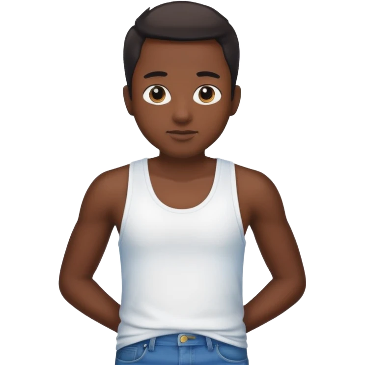 Un personnage noir avec un débardeur blanc et un jean 👖  emoji