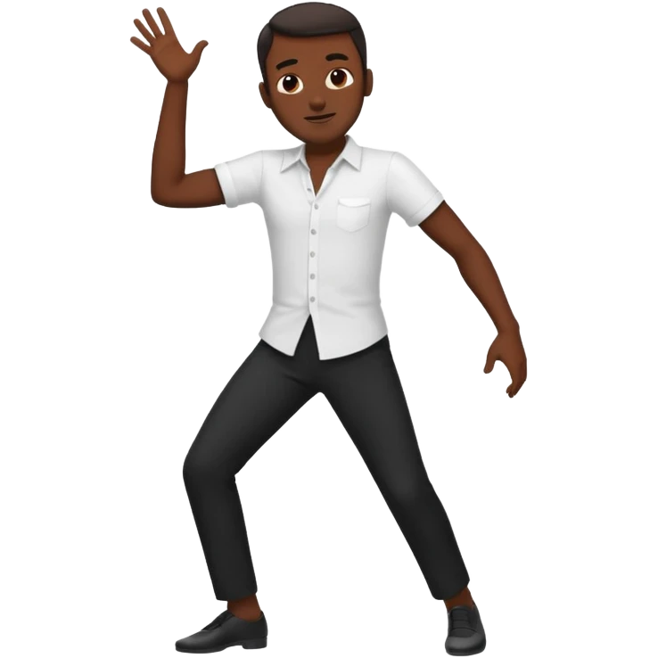 танцующий мужчина в полный рост в рубашке белой и черных брюках emoji