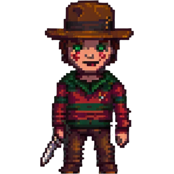 Freddy Krueger in pixel art style emoji