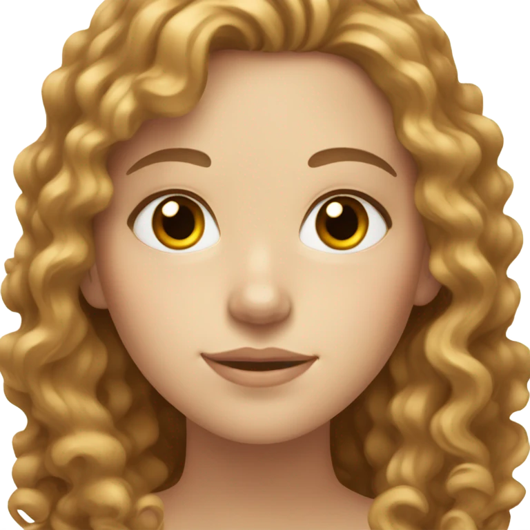 white girl with light brown curly hair and brown eyes  emoji