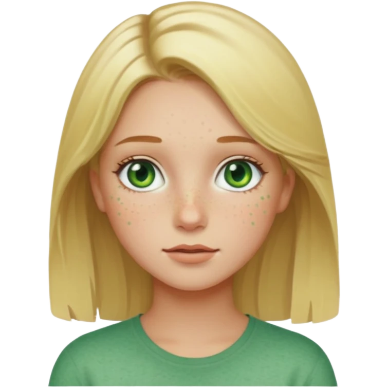 Girl with blonde hair, green eyes and freckles emoji