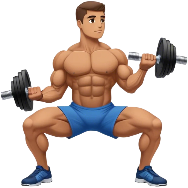 side-view bodybuilder dumbbell lunges emoji