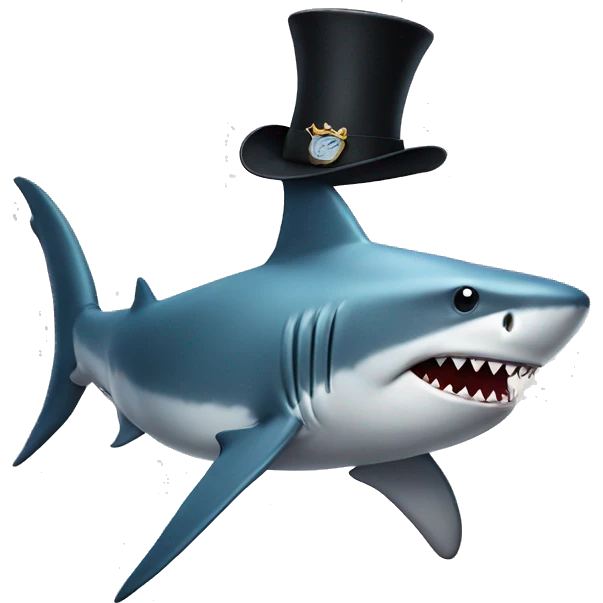 shark with tophat emoji