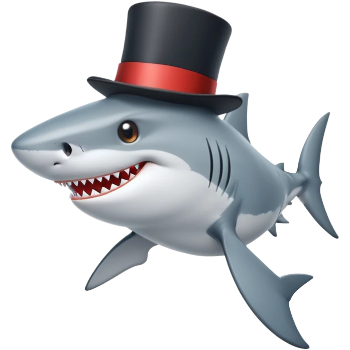 Shark with a top hat emoji