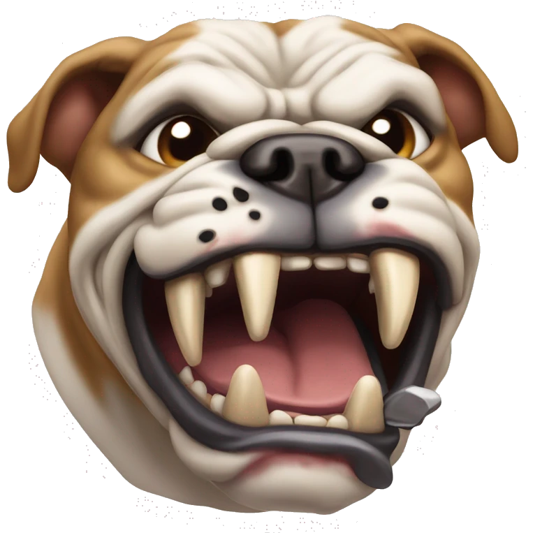 mean, snarling bulldog on the attack emoji