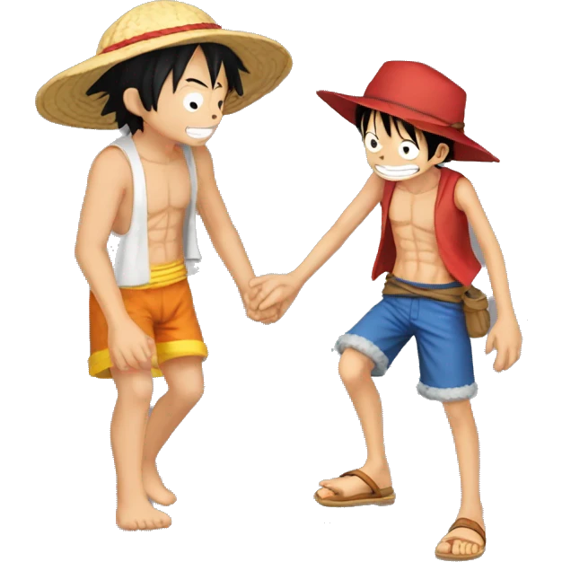 Narto qui fait un calin a luffy emoji