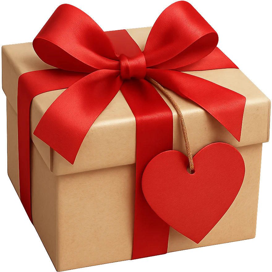 gift box with a heart tag emoji
