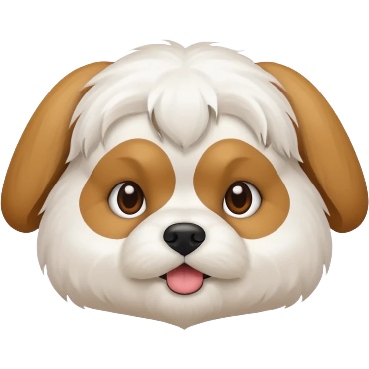 Shitzu com cor principal branca com orelhas de cor marrom claro emoji