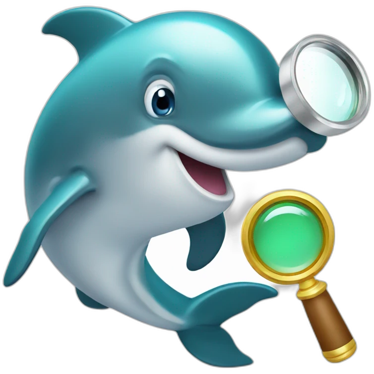A dolphin with a magnifying glass emoji