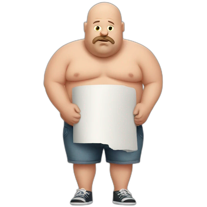 Fat Bald guy with toilet paper emoji