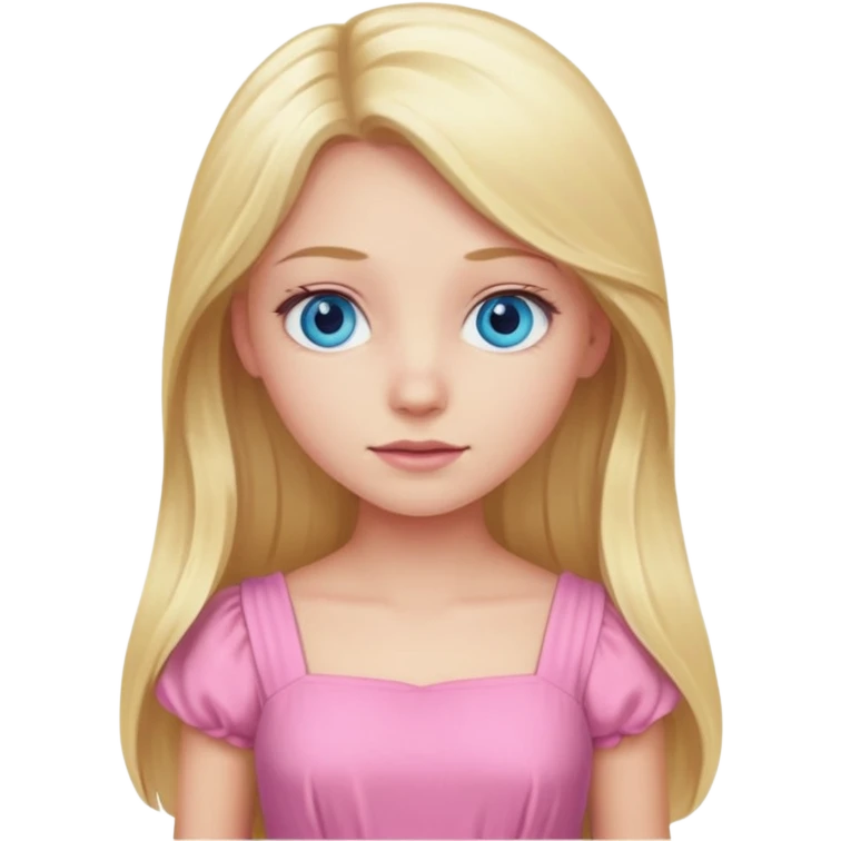 Blonde girl with blue eyes and long hair wearing a pink dress emoji