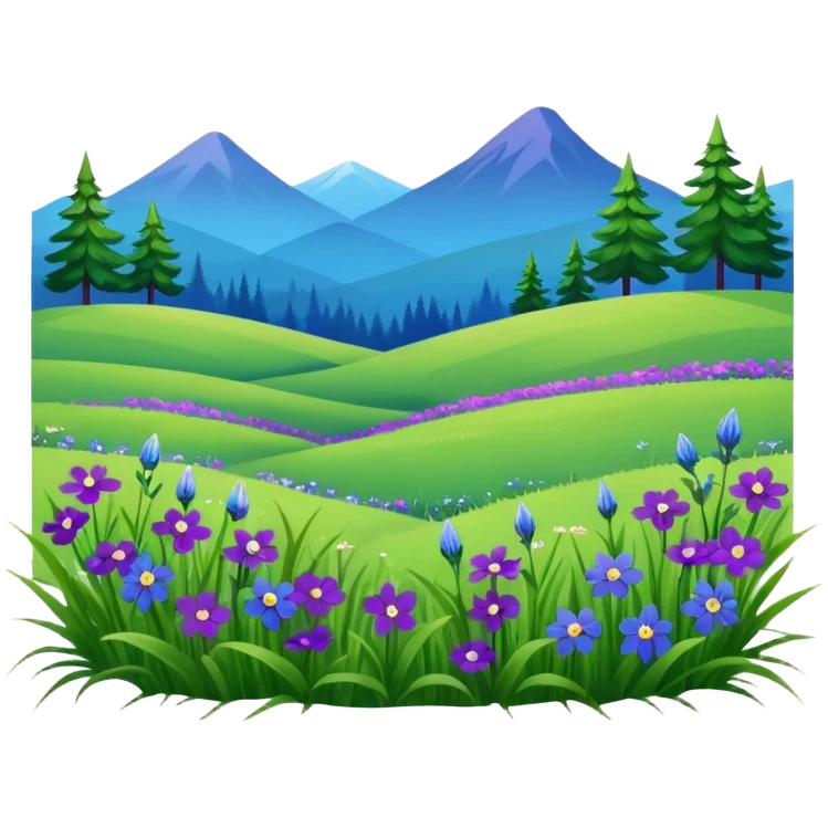 meadow emoji with dark rich colors, daytime emoji